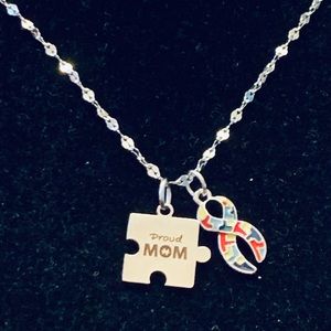 “Proud Mom” Autism Awareness chain necklace stainless steel